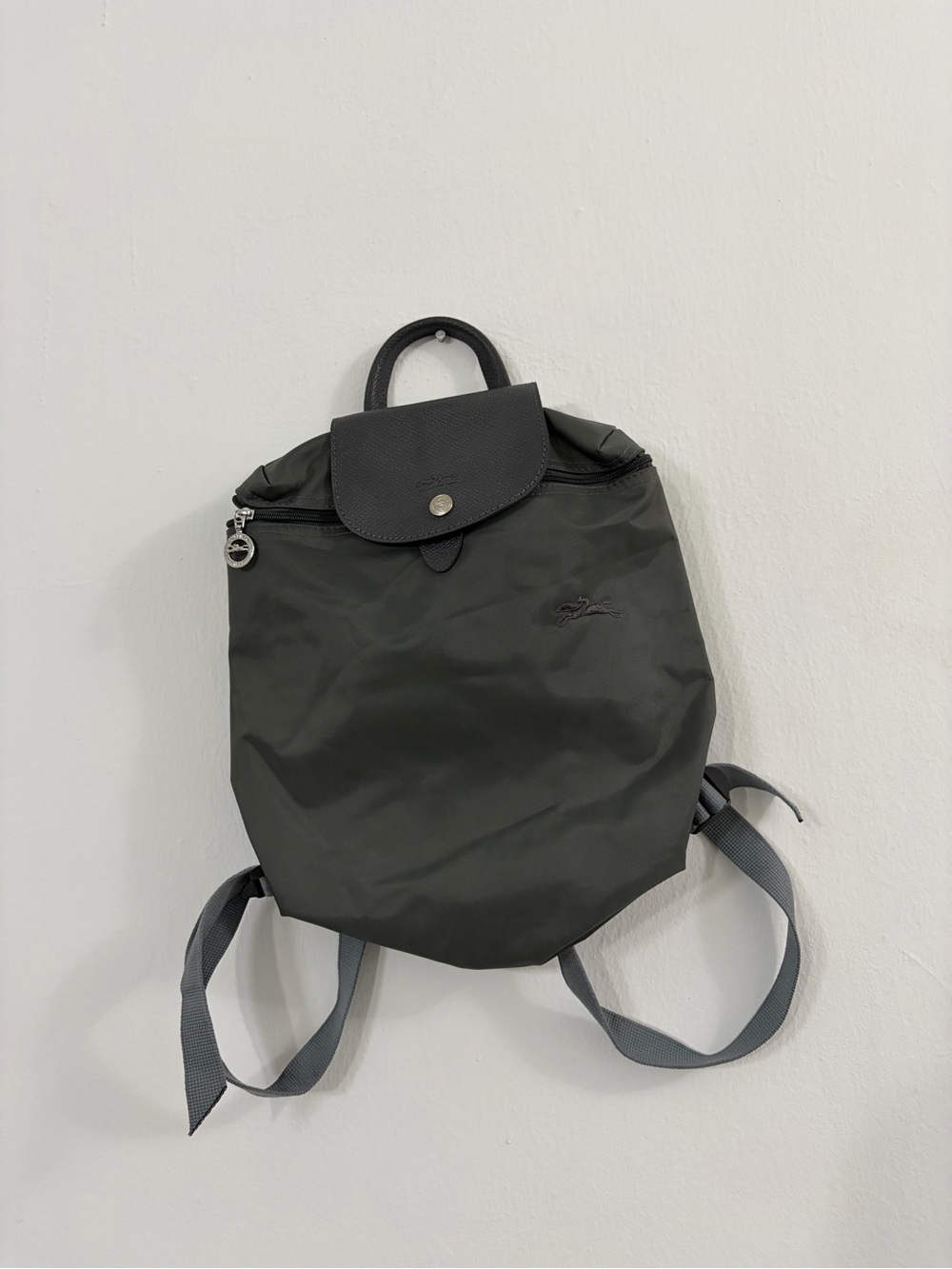 Longchamp Le Pliage Club Nylon Backpack - Charcoal Gray / Gunmetal